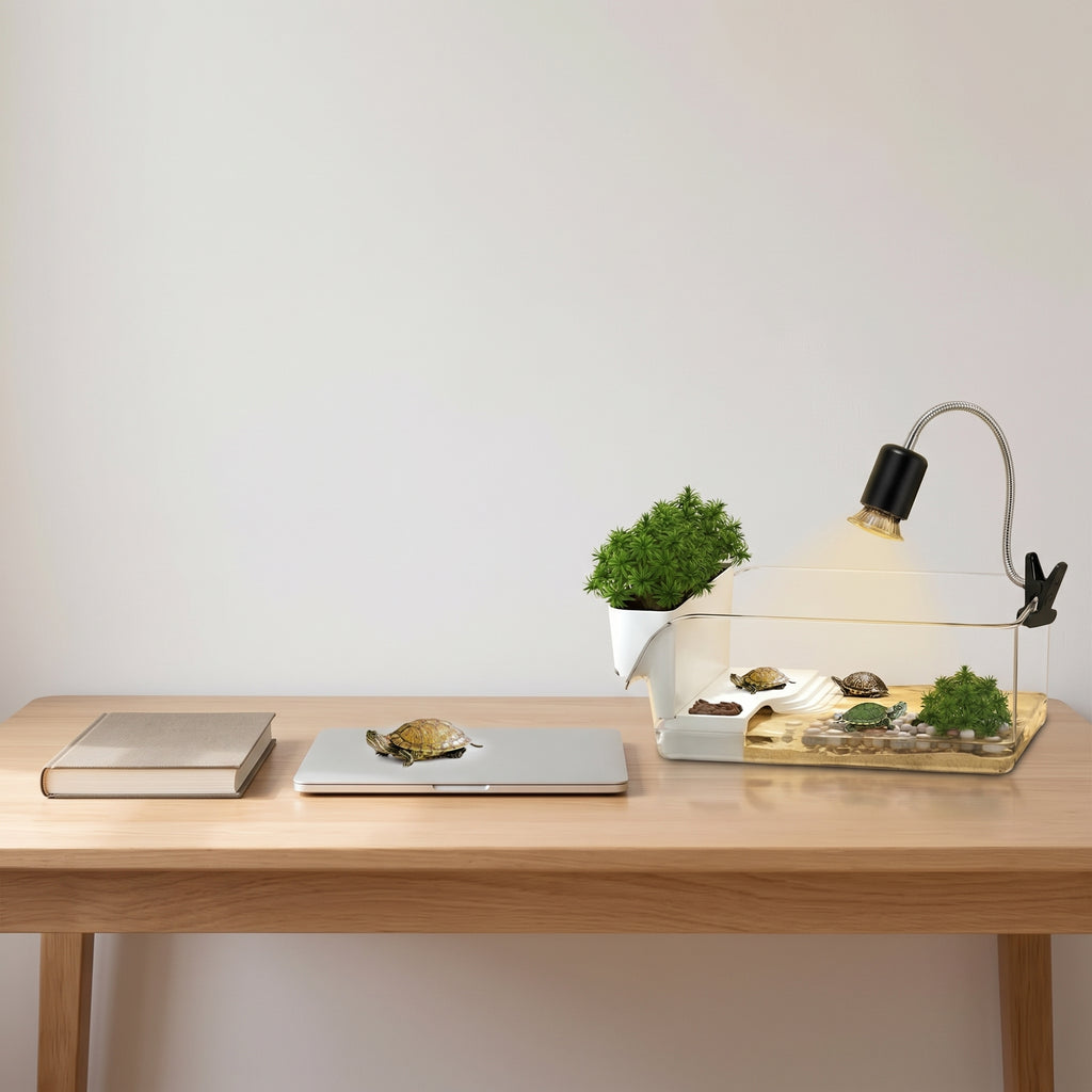 Terrarium tortue d'eau avec plage sèche et bac à plantes